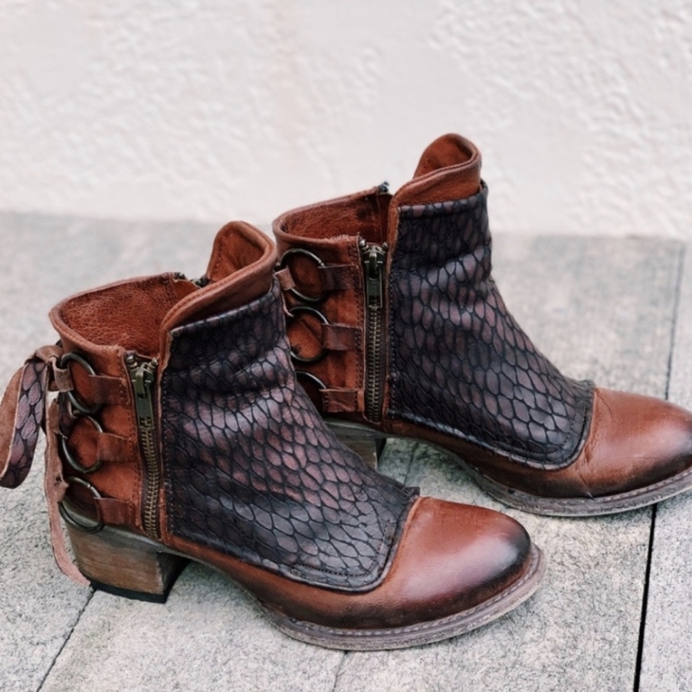 Freebird Cheri Rust Multi Booties Size 10 - image 3